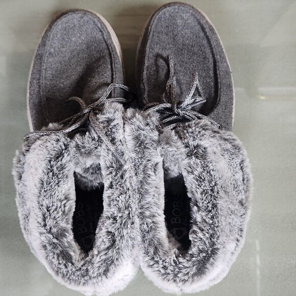 BOBS by Skechers Womens Gray Faux Fur Lined Slippers Shoes Size US 9.5 EU 39.5 - Picture 7 of 12
